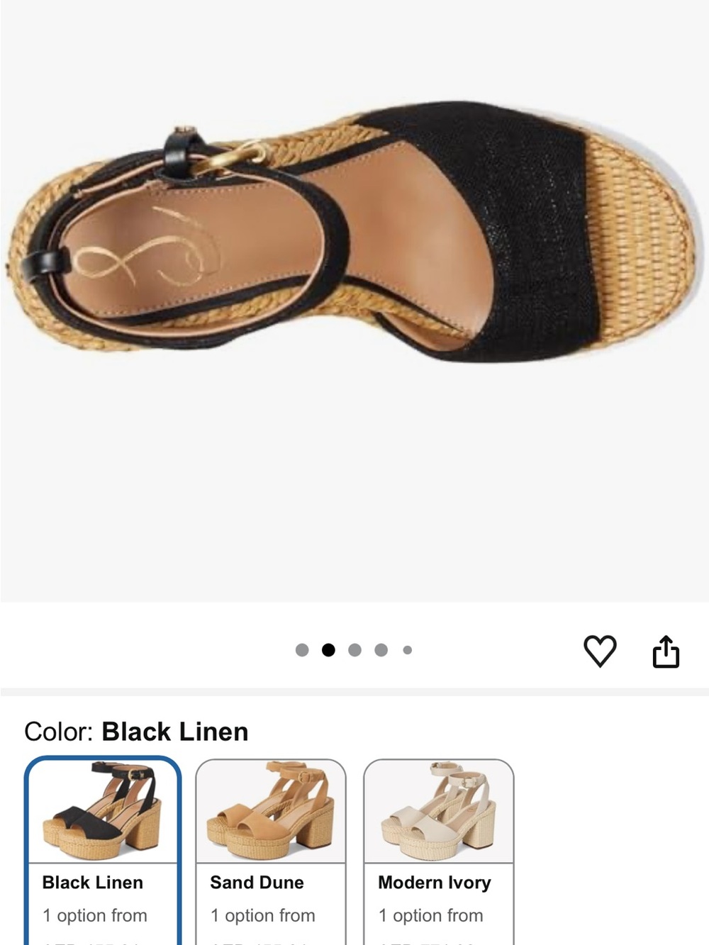 Sam Edelman Black Canvas Platform Sandals with Woven Raffia Sole - Picture 3 of 4